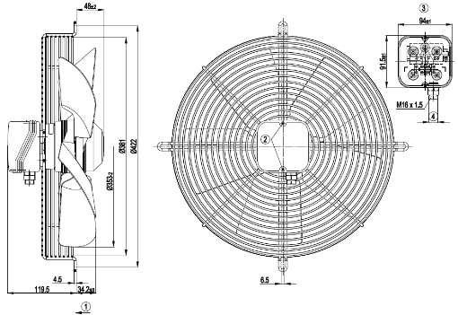 Imagem de Motor Axial 350mm 1F S4E350-AA06-38 Ebmpapst