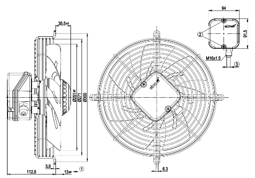 Imagem de Motor Axial 250mm 1F S2E250-AL06-08 Ebmpapst