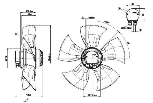 Imagem de MOTOR AXIAL HYBLADE 450 MM 3F A4D450-AO18-09 EBM-PAPST