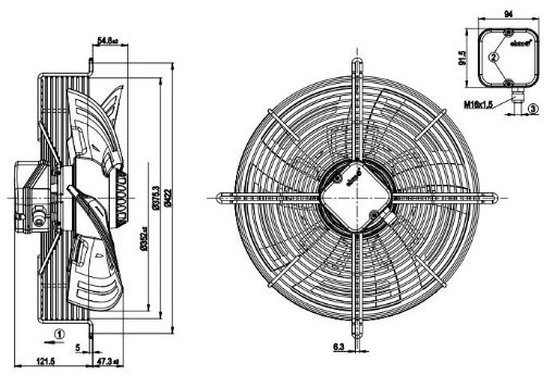 Imagem de Motor Axial 350mm  Com Grade 1F S4E350-AN19-43 Ebmpapst