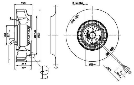 Imagem de MOTOR RADIAL 220 MM 1F R2E220-RB06-01 EBM-PAPST