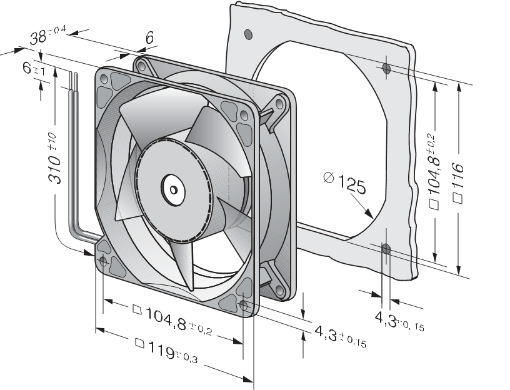 Imagem de MICRO VENTILADOR COMPACTO 4114 NH3 24VDC EBM-PAPST