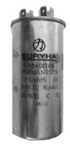 Imagem de CAPACITOR DE FASE DUPLO 40 µF + 05 µF X 380V SURYHA