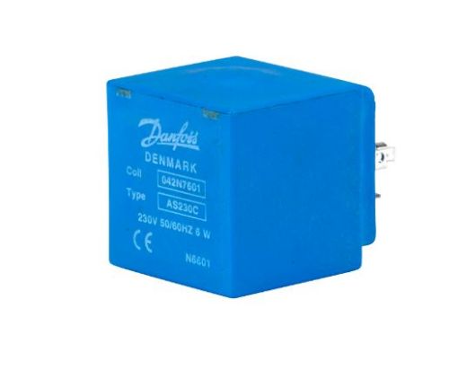 BOBINA SOLENOIDE 7W 220VCA AS230CS TERMINAL FORQUILHA DIN DANFOSS (042N7601)